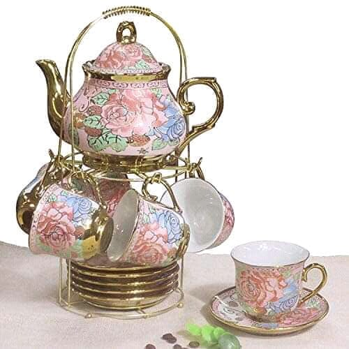 Ceramic Flowered coffee set-14pcs set