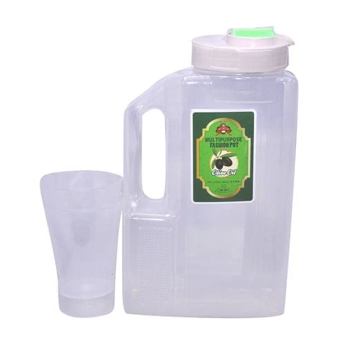 Plastic Water Fridge Bottle with 1 Glass, 1.5L